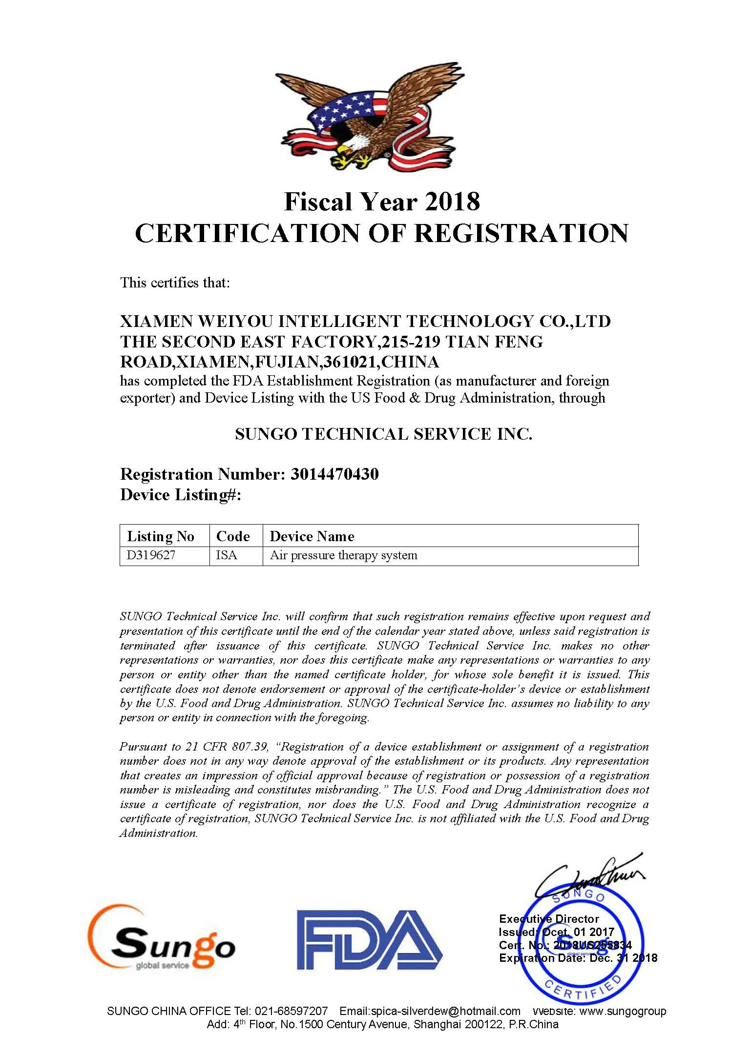 FDA registration certification VU.jpg